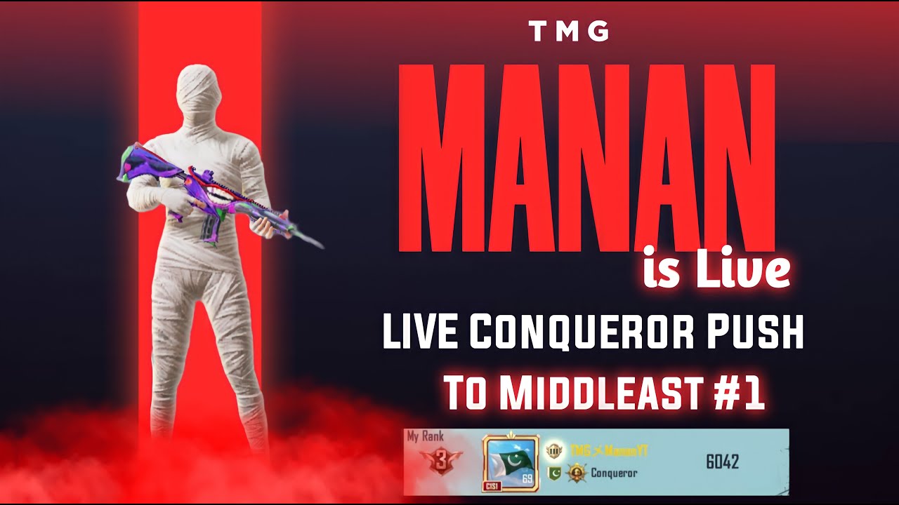 Middle East Rank 3 Conqueror is Live | Full Serious gameplay | TMG MANAN | PUBGM LIVE RANK PUSHING