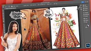 Drawing a Sabyasachi Lehenga on Photoshop ft. 12 fashion illustration tips you must know!