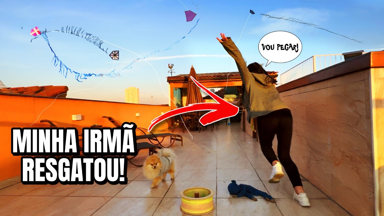 Minha Irmã Pegou o Pipão Cruz Avoado Cheio da Linha na Laje, Colocou no Alto e Cortou a Pipa da Rua!