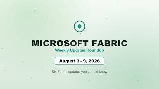 Microsoft Fabric Weekly — August 3 to 9, 2026 | SQL Change Streaming, Item Recovery & More