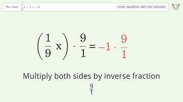 Solve 1/9x-1=-2: Linear Equation Video Solution | Tiger Algebra