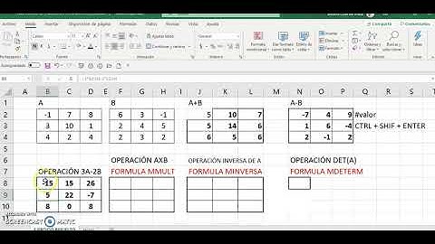 OPERACIONES CON MATRICES EN EXCEL