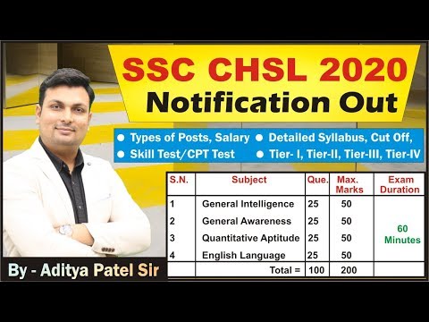 SSC CHSL (10+2) 2020, Notification, Syllabus, Tier-I, II, III, Full Details