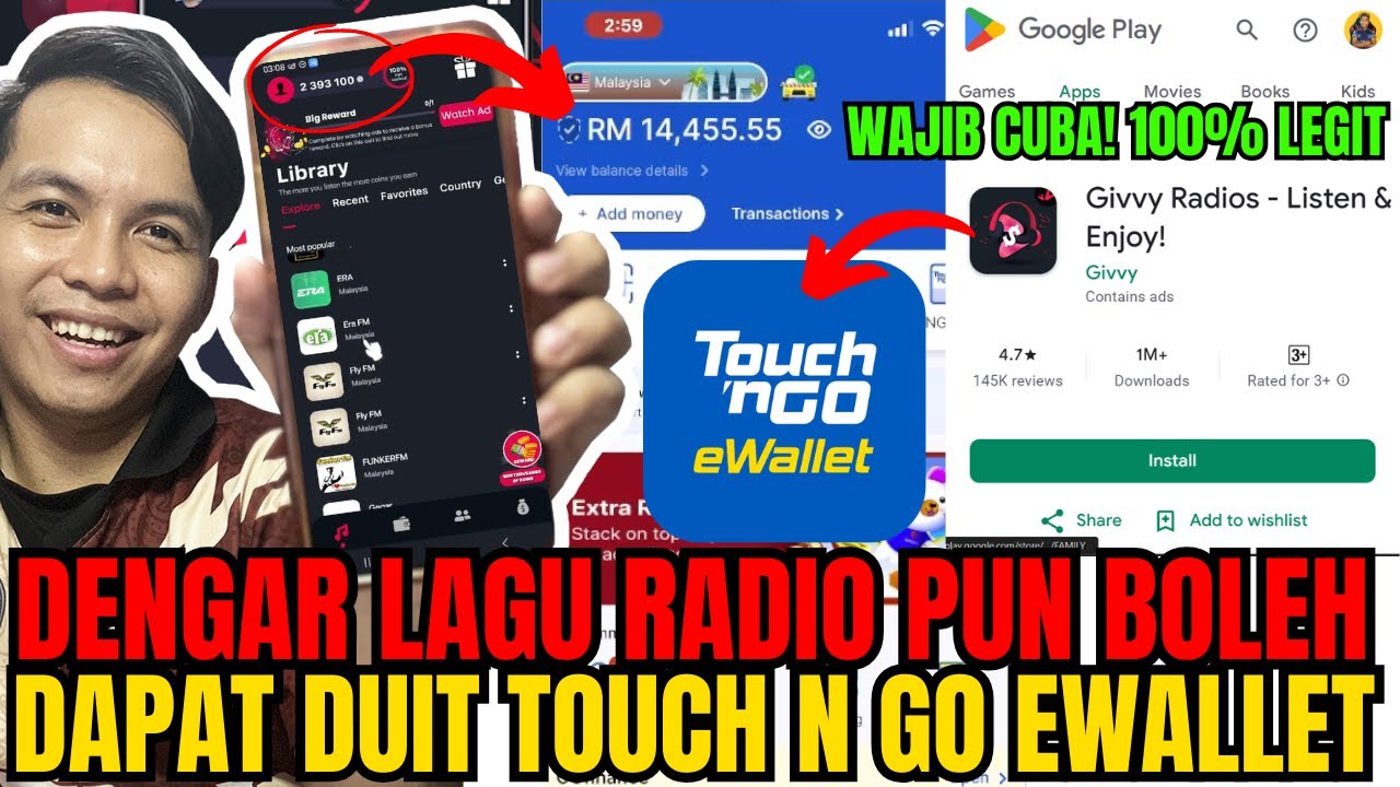 App Dengar Lagu Radio Dapat Duit Touch N Go eWallet (WAJIB CUBA) - YouTube