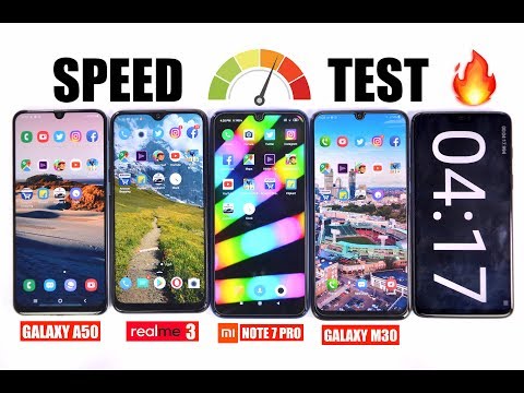 Redmi Note 7 Pro vs Galaxy A50 vs Realme 3 vs Galaxy M30 Speedtest Comparison & RAM Management 🏁🔥
