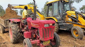 New Jcb 3dx Backhoe Machine Loading Mud in Mahindra 265 Di and Massey Ferguson 7250 Di Tractor | Jcb