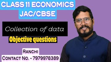 Economics class 11 | Collection of data  MCQs | 11 class 2024 JAC/CBSE