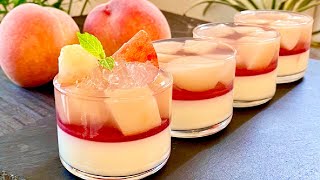 《桃のパンナコッタの作り方》Peach panna cotta