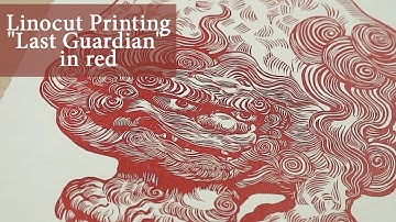Linocut Printmaking: Last Guardian in red