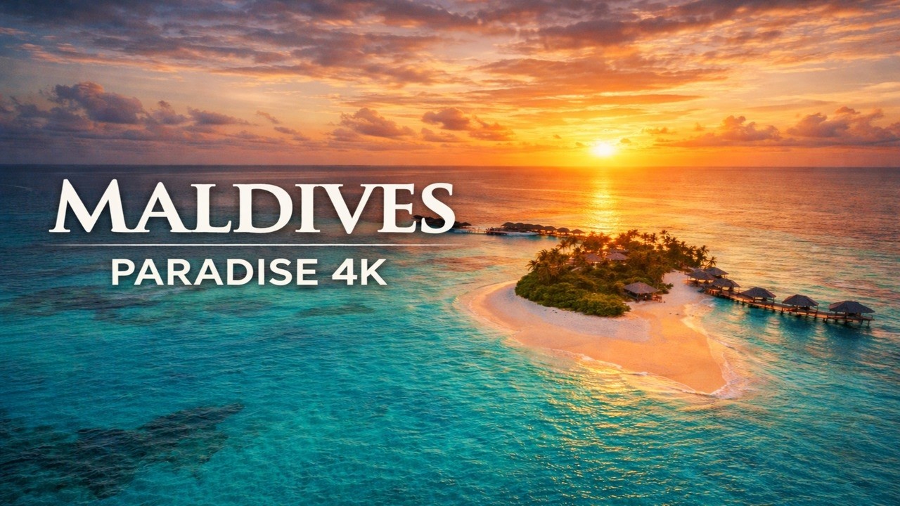 Maldives 4K – Relaxing Ambient Music | Tropical Paradise Sunset