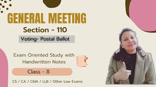 Postal ballot | Section 110 | CS/CA/CMA/LLB Exams (All Levels)