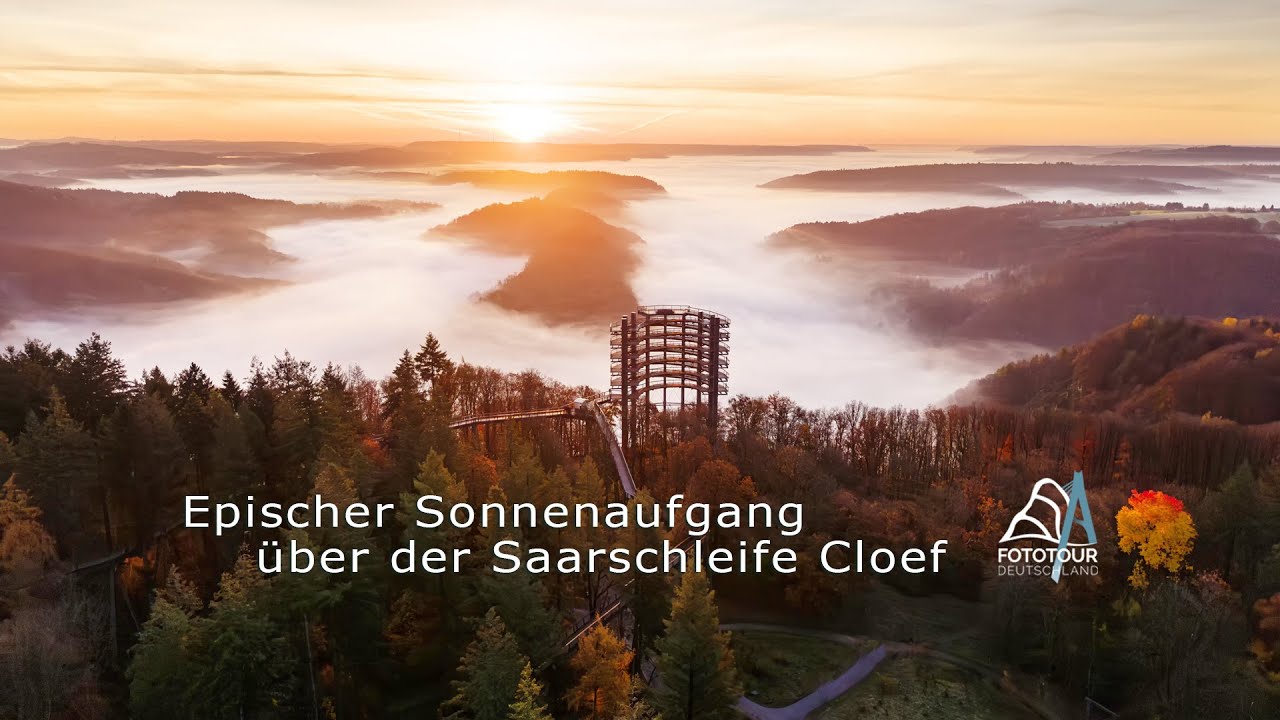 Epischer Sonnenaufgang über der Saarschleife Cloef