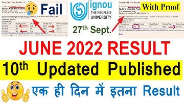 {Breaking News } IGNOU June 2022 Result Big Update  (10th Update ) Published  | Check Your Result
