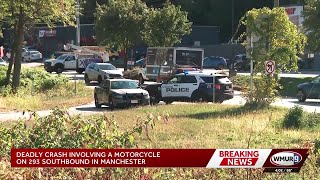 Deadly crash involving a motorcycle on I-293 southbound in Manchester