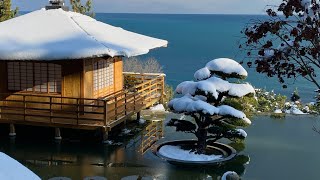 RELAX AND CALM Burning Fireplace Winter Snowfall Sounds Sleeping, Reading, and Relaxing. 4K 