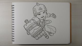 Gambar Boboiboy Gentar dan sarung tangan raksasa