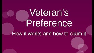 Veteran's Preference Overview