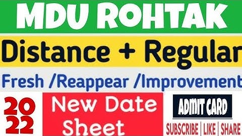 MDU  DDE Exam date sheet 2022//