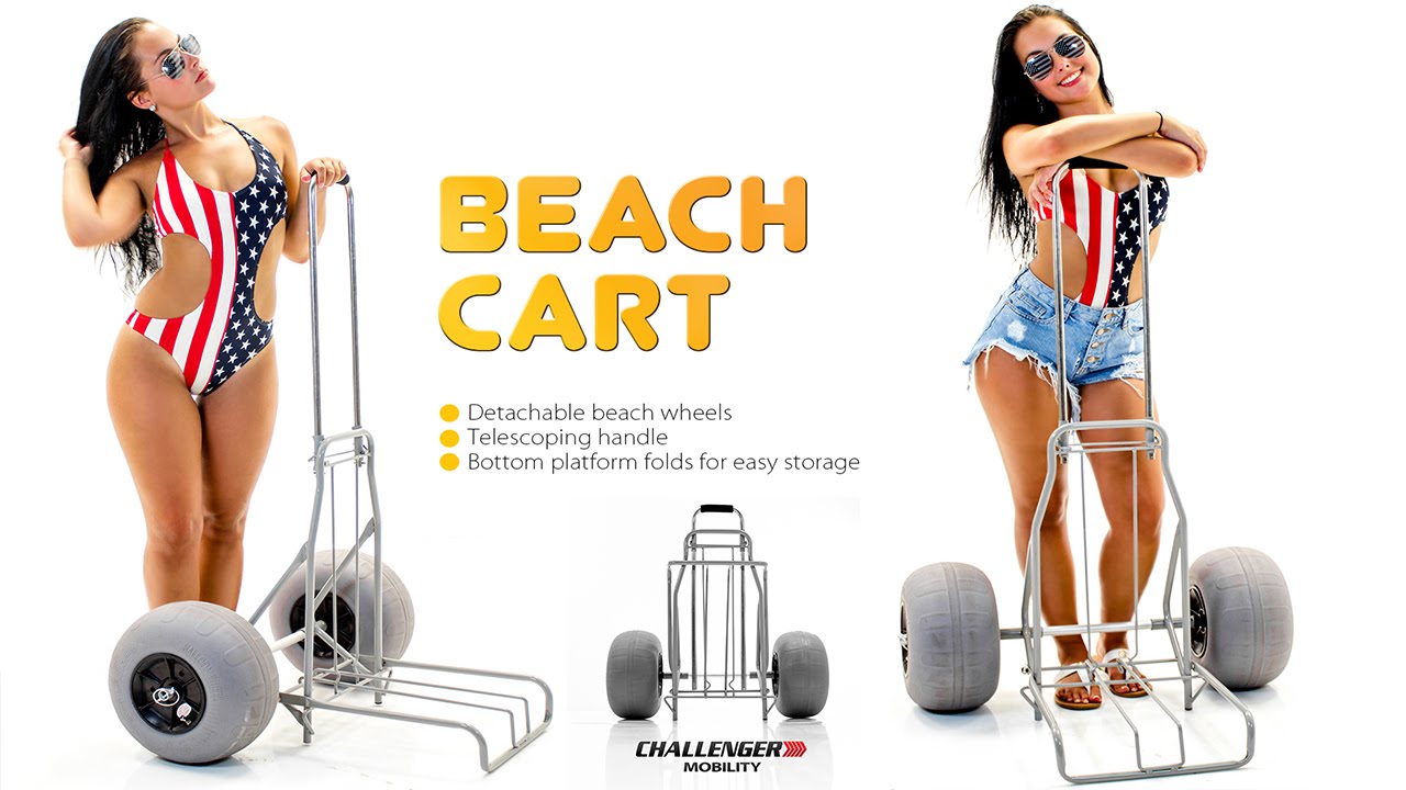 Challenger Folding Beach Cart with Large Balloon Wheels J2020 from TOP  MOBILITY 