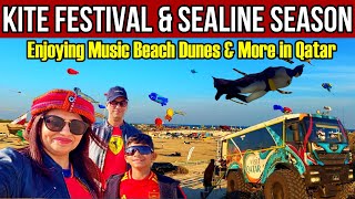 Travel vlog - Kite Festival Qatar 2025 | Colorful Kites | Dune Bashing | Sealine Beach | Music & Bon Fire