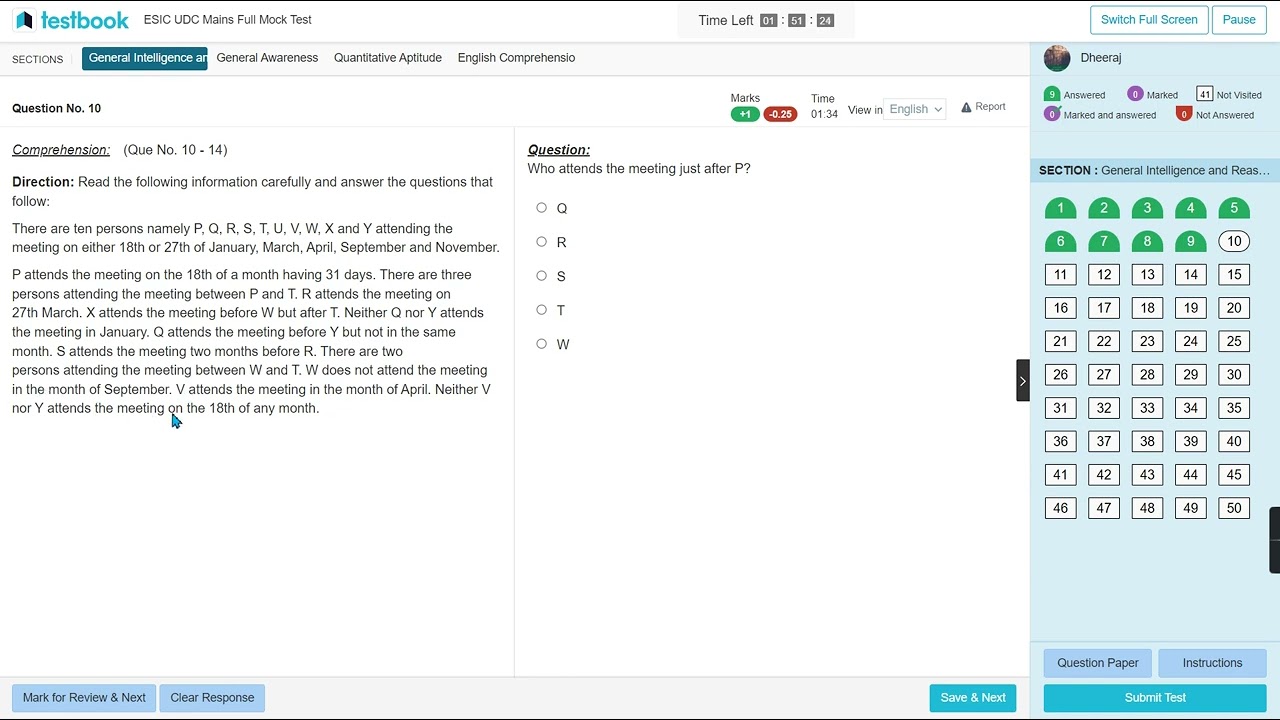 ESIC UDC mains mock live---94.08 percentile