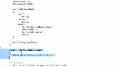 XNA 4 Course I Ch 06 04 CodingToStartGamePlay