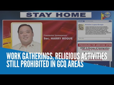 Work gatherings, religious activities still prohibited in GCQ areas