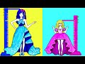 Paper Dolls Dress Up - Party Tall and Short Dresses Handmade Quiet Book - Barbie Story & Crafts