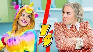 Squishy Essens vs Slime Essens Herausforderung / Einhorn vs Oma - 8 Ideen