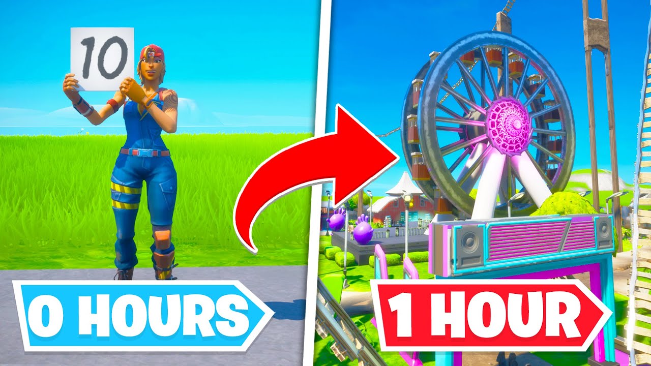 I gave 10 Fortnite players ONE HOUR to build me a THEME PARK... (amazing)