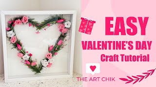 Easy Floral Heart Shadow Box Art Decor Craft - By Artist, Andrea Kirk | The Art Chik