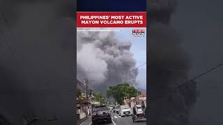 Philippines' Most Active Mayon Volcano Erupts, Spews Giant Cloud Of Ash #shorts