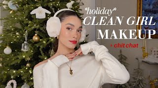 clean girl *holiday* makeup❄️🤍 | tutorial + chit chat