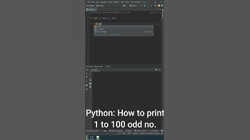 python program to print odd numbers from 1 to 100 using PyCharm | #pythontask #python #pythonshorts