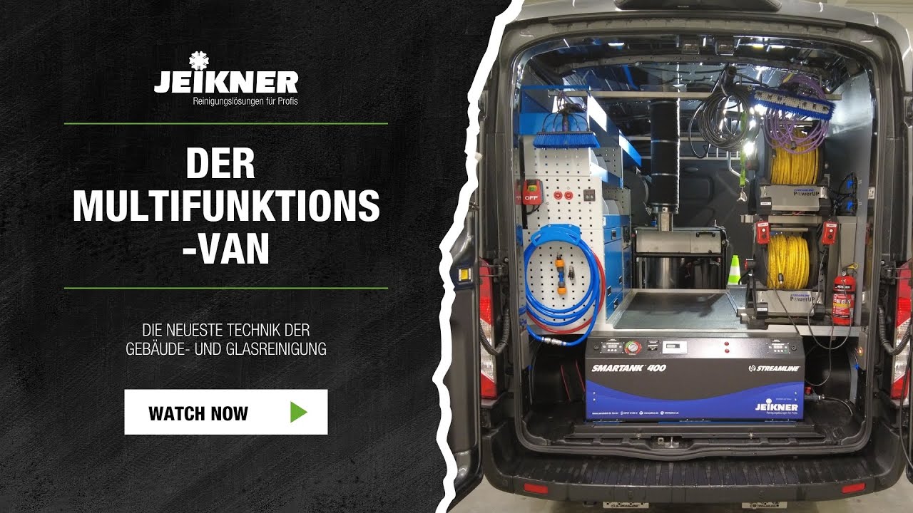 Die neueste Technik der Gebäude und Glasreinigung - mobiles Reinwasser Osmosewasser deionisiert