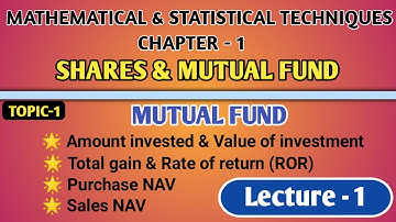 #1 MUTUAL FUNDS l B.COM & BAF l MUMBAI  UNIVERSITY l IDOL l EXERCISE & SOLUTION l BY SHEIKH SIR