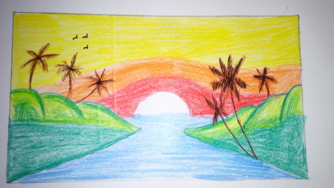 Landscape Drawing step by step drawing tutorial step by step YouTube