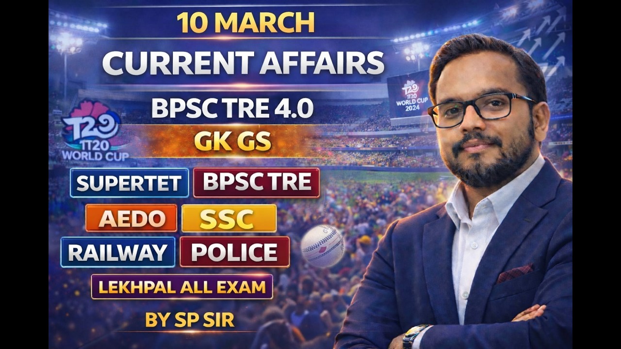 10  MARCH  2026 CURRENT AFFAIRS BPSC TRE 4.0 UP LEKHPAL  SSC CGL MTS STET  SSC RAILWAY UPP