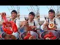 Fishermen eating seafood dinners are too delicious 666 help you stir-fry seafood to broadcast live 六
