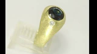 Mens Vintage Natural Diamond Sapphire Ring .85CT 18K Yellow Gold Size 9.25 - 34388