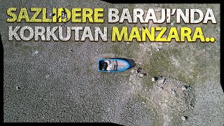 Suların Çekildiği Sazlıdere Barajı Havadan Görüntülendi