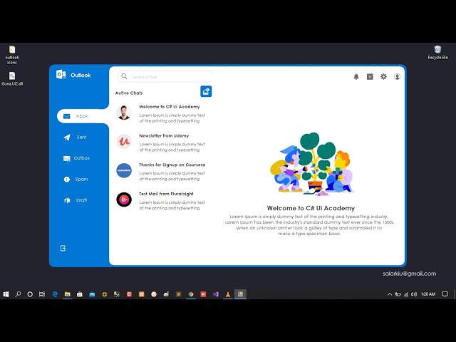 C# - Outlook Mailbox Concept [Guna Ui Framework Demo] class=