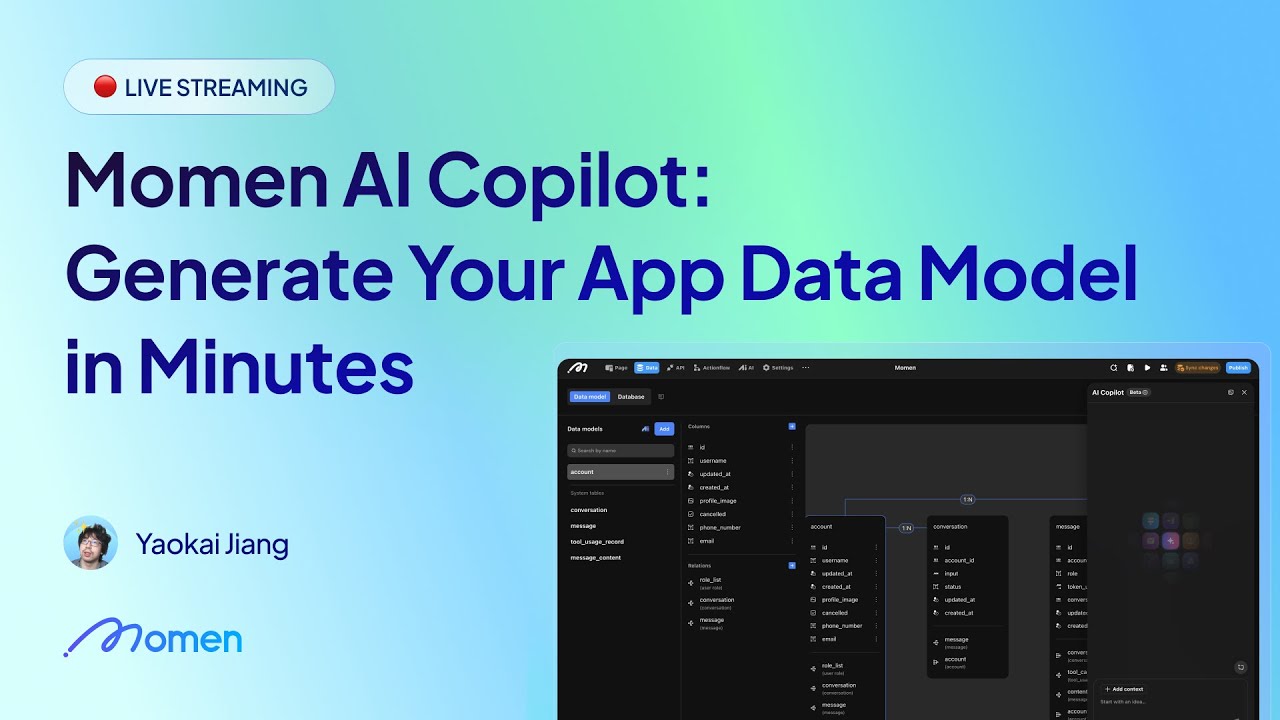 Momen AI Copilot: Generate Your App Data Model in Minutes