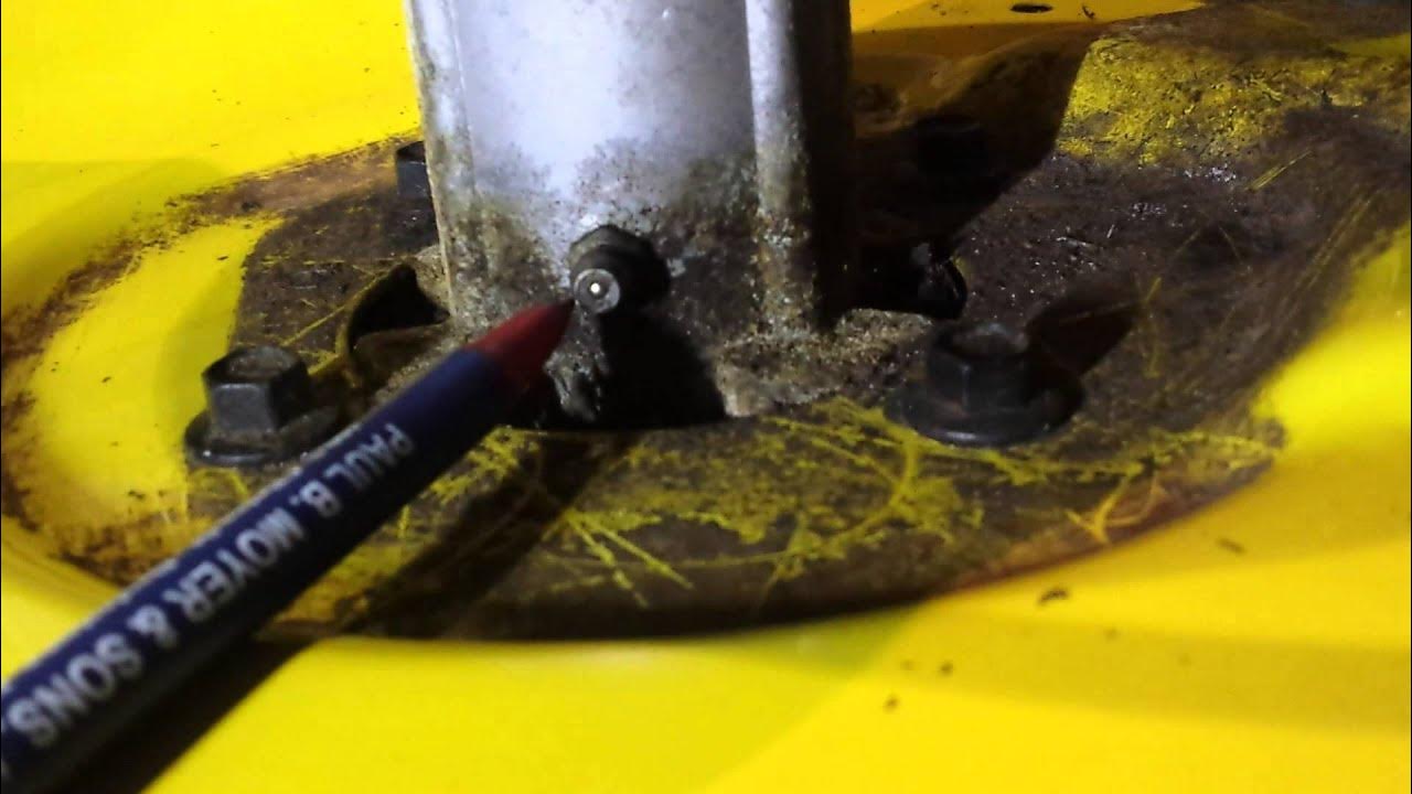 How to Grease Mower Deck Bearings John Deere D110 - YouTube