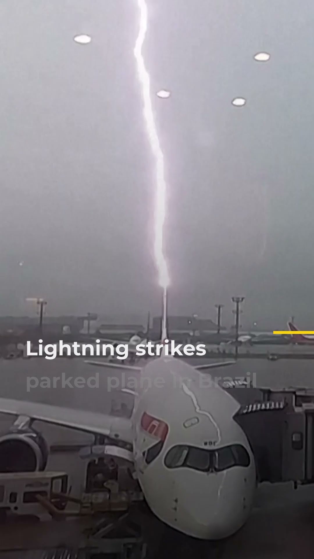 Lightning strikes parked plane in Brazil