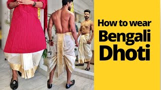 Step by step Dhoti draping Demo | Bengali Style | Style 2 | with Dhoti and Saree