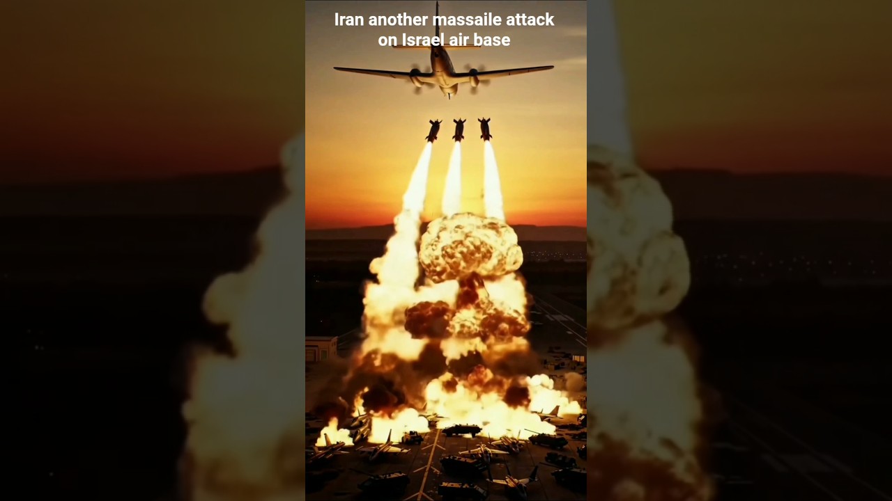 iran air force another massaile attack on Israel air base...ai animated video 