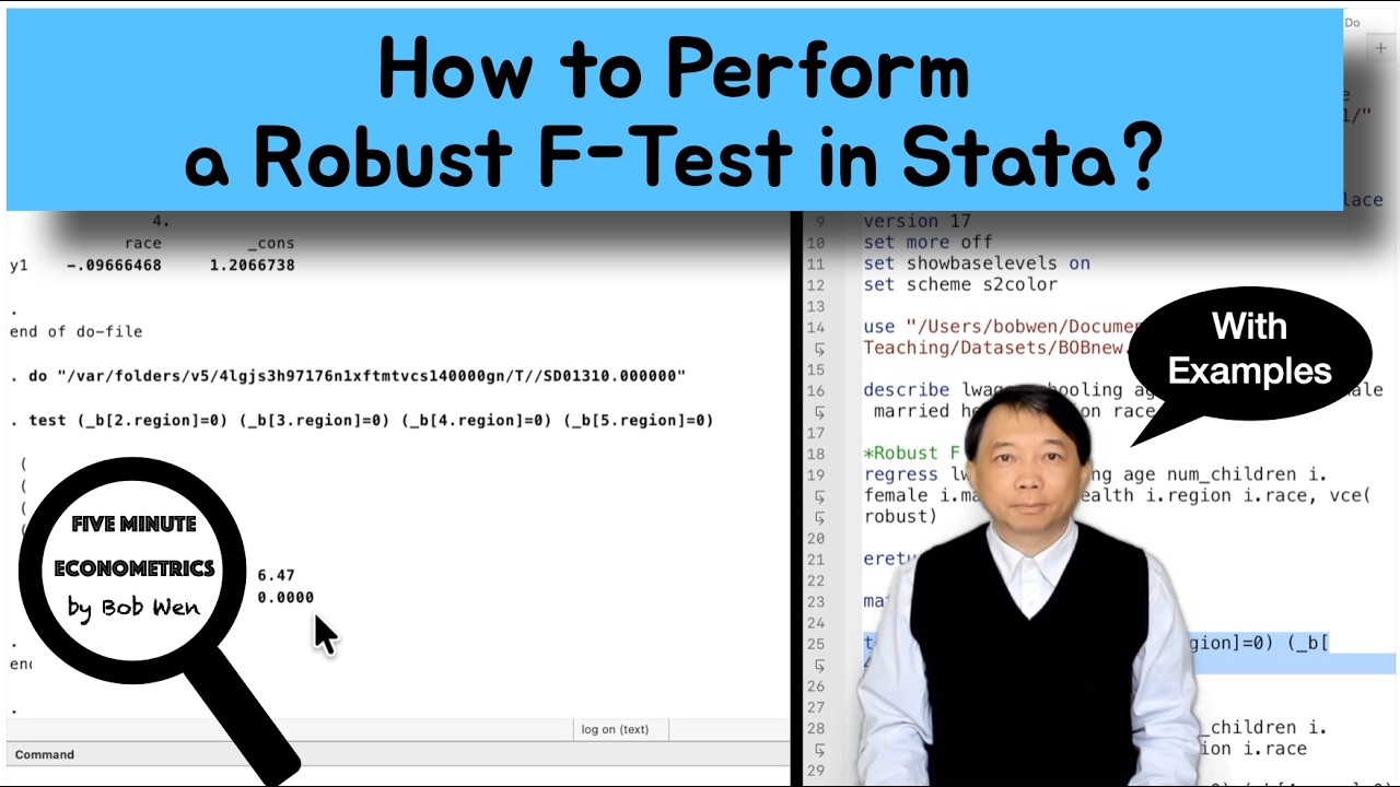 How to Perform a Robust F-Test in Stata? |【Five Minute Econometrics】Topic 71