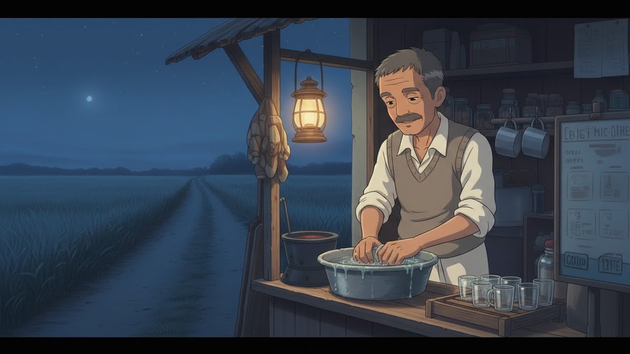 A Quiet Morning at the Village Tea Stall | Cozy Ghibli-Inspired Story. Waiting for the First Bus