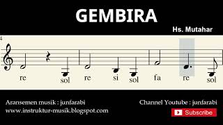 melodi gembira - not balok nada pianika - doremi solmisasi